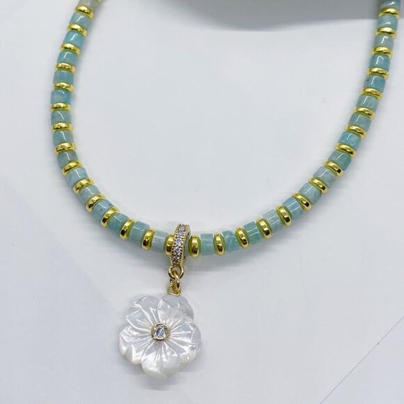 NEW FP x Luna Norte Mother Of Pearl & Amazonite Necklace - Picture 7 of 14